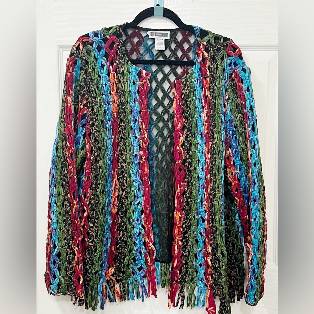 Vintage Boho Knitted Crochet JL Studio Cardigan